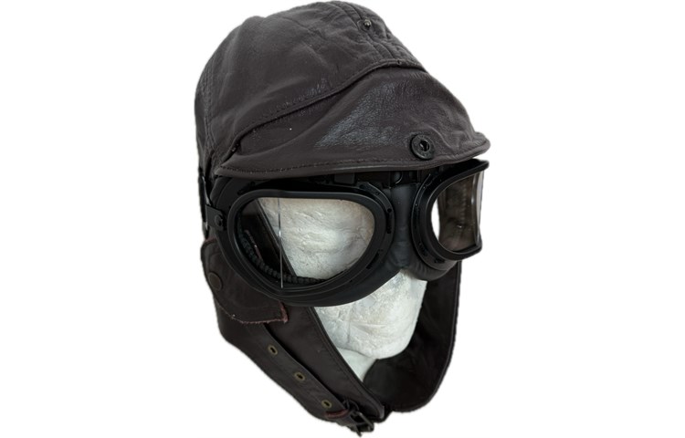  Cuffia da Pilota Tedesco con Occhiali Riproduzione Luftwaffe WWII 