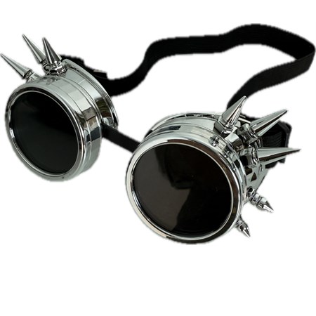 occhiali steampunk chiodati finitura cromo 