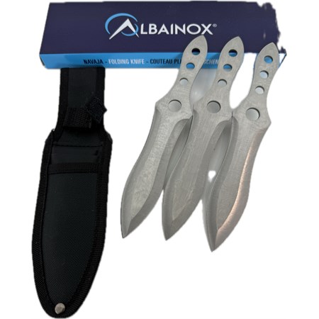 set coltelli da lancio albainox 32061 3 pezzi con fodero