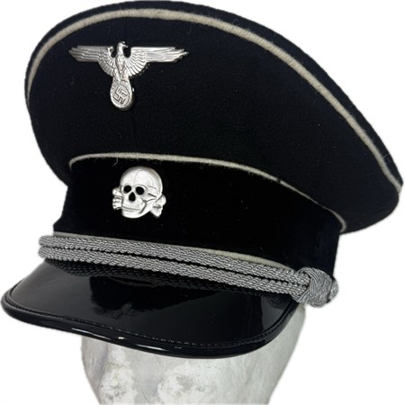 schirmutze da ufficiale ss nero riproduzione wwii